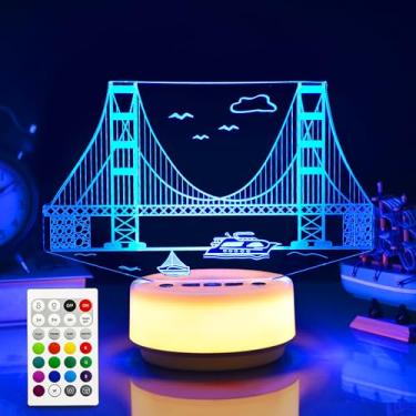 Imagem de Luz noturna Strait Bridge para crianças, lâmpada de ponte, 14 cores, base branca quente, decoração de LED, chave de entidade e luz de humor de controle remoto, presentes para crianças/meninos/meninos