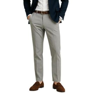 Imagem de Calça Sarja Alfaiataria Masculina Slim Cinza Médio - 1812154-Masculino