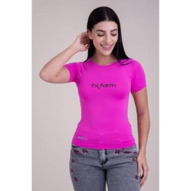 Imagem de CAMISETA FEMININA RASH GUARD UV50+ MANGA CURTA TEXAS FARM - RGF001 - ROSA TUTTI FRUTTI/ PRETO-Feminino