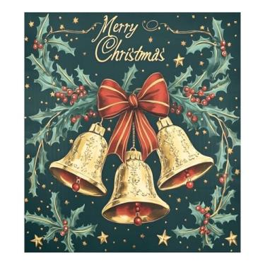 Imagem de STAYTOP Sinos dourados de Natal com laços vermelhos capa de ímã de lava-louças 58 x 66 cm capas decorativas de geladeira para porta frontal adesivo magnético para máquina de lavar louça painel de