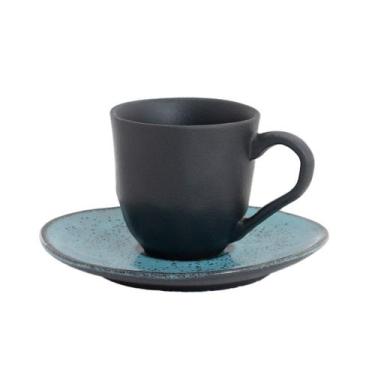 Imagem de Conjunto de Xícaras Com Pires 06 Peças 120ml Orgânico Petroleum Stonew