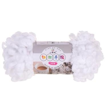 Imagem de 1 novelo de fio macio 100% poliéster, fio de malha fofa, crochê branco, fio grosso, 7 x 2,5 mm, para artesanato de tricô feito à mão