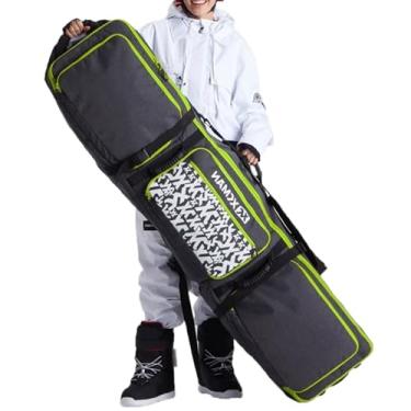 Imagem de Mala acolchoada para snowboard com rodas, Armazenamento para botas de esqui, capacete e jaqueta para viagens aéreas, 65 polegadas (expansível até 80,7 polegadas),Light green