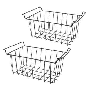 Imagem de Pissente 2 Pacotes de Cestas de Arame para Congelador Organizador de Geladeira e Congelador Com Arame de Aço Revestido Em PE para Prateleiras de Cozinha, Armários e Closet (C 42,5 cm X L 24,5 cm X