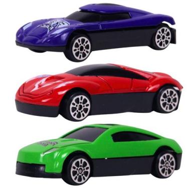 Imagem de Kit 3 Carrinhos Miniatura Esportivo Roda Livre Metal Sortidos Escala 1