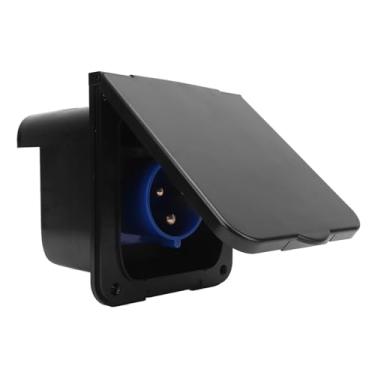 Imagem de Naroote Caixa de Entrada de Energia RV Estabilizada por UV de 3 Pinos 32A Plugue de Entrada de Energia Shore Resistente à água para Trailer de Motorhome (Preto)