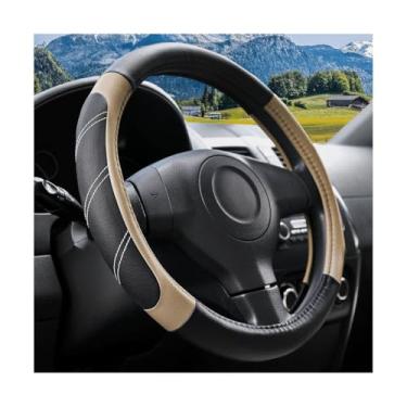 Imagem de Sandfren Capa de volante de carro, protetor de volante de couro respirável de 36,8 a 38 cm com forro antiderrapante, acessórios decorativos esportivos e elegantes, universal para van caminhão RV