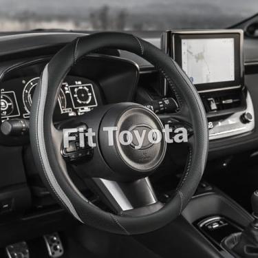 Imagem de KEAIDAP Capa de volante automotivo para Toyota Highlander Rav4 Corolla Camry - Antiderrapante e Estético Boost, Precisão 14,5-15 polegadas (tamanho padrão cinza)