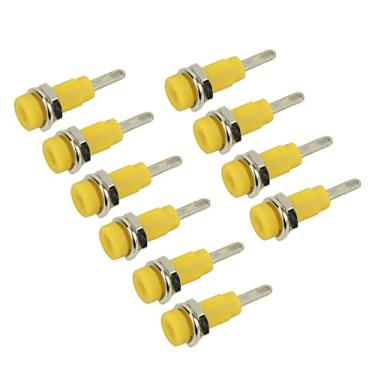 Imagem de KIMISS 10 Unidades Adequadas para J.40003 2 Mm Banana Jack Painel Tomada Adaptador de Plugue de Poste Estendido para Instrumentos Eletrônicos, Mac de Soldagem e Equipamentos Industriais (Amarelo)