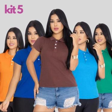 Imagem de Kit 5 Camisa Gola Polo Feminina Piquete Com Tecido Premium - RIDENS, K