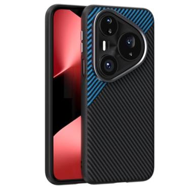 Imagem de LTLMYDAM Capa magnética para Huawei Pura 80 Ultra/80 Pro/80Pro+/80, capa de policarbonato à prova de choque, textura de fibra de carbono, ultrafina, leve, azul, 80 Pro+