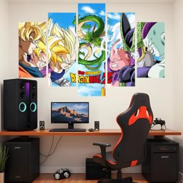 Imagem de Quadro decorativo Mosaico Dragon Ball - 5 peças - Goku, Vegeta, Freeza, Bills, Majin Boo - 02