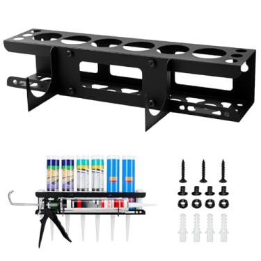 Imagem de Rostationa Suporte de pistola de calafetagem e tubo, suporte para pistola de calafetagem Siligun, organizador de armazenamento de tubo de calafetagem e ferramentas de calafetagem de silicone para
