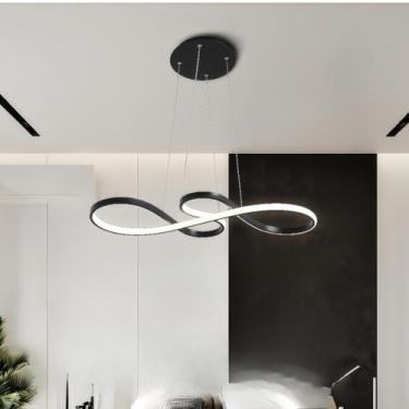 Imagem de Lustre Pendente LED 3 Cores - Decoração Minimalista, Luz de Teto para Sala de Estar, Quarto e Cozinha, Bivolt 110/220V, Econômico e Versátil (Estilo/A Preto（110-220V）)