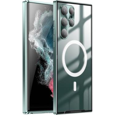 Imagem de Capa magnética para Samsung Galaxy S25/S25 Plus/S25 Ultra, revestimento de proteção de lente, capa de metal fina, antiarranhões, capa de policarbonato transparente