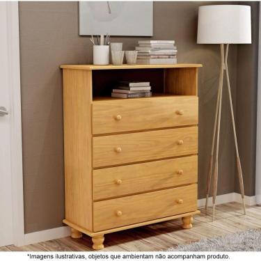 Imagem de Cômoda Para Quarto 4 Gavetas E 1 Nicho ônix Mel 04 - Straub Web