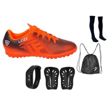 Imagem de Chuteira Society Adulto Gramado Sintético Sosaite + Relógio Caneleira 