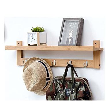 Imagem de Prateleiras flutuantes rústicas montadas na parede com gancho, prateleiras decorativas de armazenamento de parede organizadoras para sala de estar, quarto, banheiro, cozinha