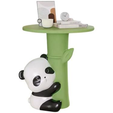 Imagem de Mesa lateral para sala de estar, mesa de sofá com desenho de panda boêmio, mesa de cabeceira para pequenos espaços no quarto, mesa lateral de desenho para menino/menina, design sem instalação