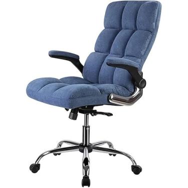 Imagem de Cadeiras De Mesa Cadeira De Escritório Cadeira De Computador De Conforto De Encosto Alto Cadeira De Escritório Executiva Ajustável Com Braços Reclinados E Giratórios