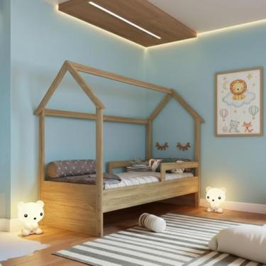 Imagem de Cama com Colchão Infantil Solteiro Montessoriana Casinha - Aveiro Oak