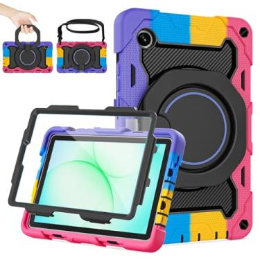 Imagem de ROISKIN Para Samsung Galaxy Tab A11 2025, Galaxy Tab A9 2023 com protetor de tela HD e alça de ombro, suporte e alça de ombro 360, capa militar resistente para crianças