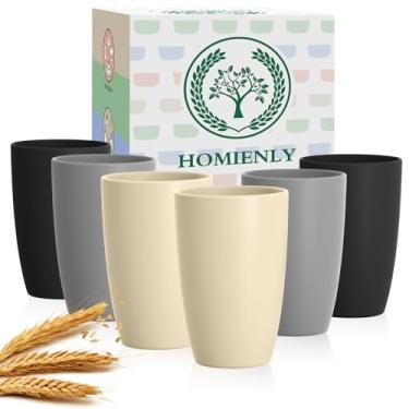 Imagem de Homienly Copos de palha de trigo premium, 590 ml, leves e inquebráveis, conjunto de 6, copos de água reutilizáveis para micro-ondas e lava-louças, conjunto de copos para café, leite, suco - GreyStone
