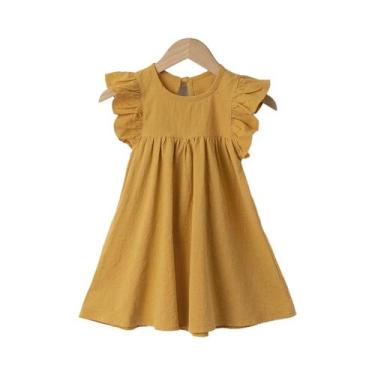 Imagem de Vestido de Verão Casual de Algodão para Bebês - Manga Voadora com Amar