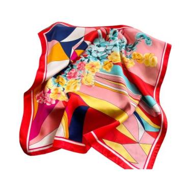 Imagem de Lenço Quadrado De Seda Luxuoso Feminino, Lenço De Cetim Para Pescoço, 