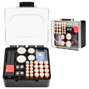Imagem de FULLCASE Organizador de bateria de plástico com testador, estojo de armazenamento de bateria para pilhas AA AAA C D 9V, caixa de suporte de bateria portátil para casa, viagem e kits de emergência