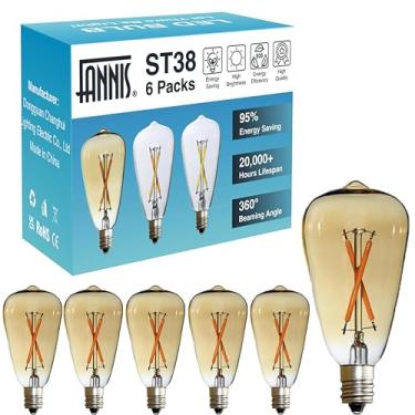 Imagem de FANNIS 6 peças ST38 Edison pequena lâmpada 2W equivalente a 10W-15W-20W base E12 lâmpadas LED de vidro âmbar quente para lustres ventiladores candelabros ao ar livre ST38 cordão de luzes