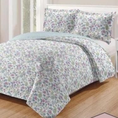 Imagem de Kit Cobre Leito Colcha Daily Casal 3 Peças Dupla Face Estampado - Floral 56 - 100% Poliéster