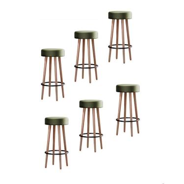 Imagem de Kit 6 Banquetas Altas Estofadas Atenas 70cm Verde - Adz