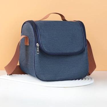 Imagem de Bolsa Térmica Com Alça Lanche Bebida Lancheira Portátil Trabalho Fitness Piquenique(Azul Marinho)