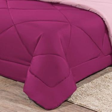 Imagem de Kit Edredom + Jogo De Lençol Aconchego Look House Dupla Face Solteiro 04 Peças - Pink E Rosa