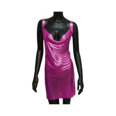 Imagem de Vestido Mini Feminino Sexy Com Lantejoulas Metálicas, Decote Halter E 
