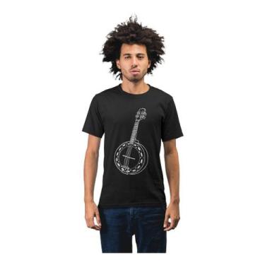 Imagem de Camiseta Masculina Estampa Samba Pagode Banjo Algodão Confortável Mang