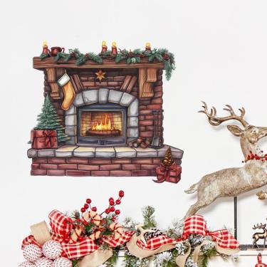 Imagem de Adesivos de parede Design de lareira de Natal 39x40cm PVC - yiweisai