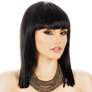 Imagem de Peruca de cosplay preta estilo Cleopatra Straight Bob 45cm - yiweisai