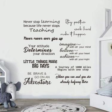 Imagem de Citação inspiradora de adesivos de parede Never Stop Learning PVC - yi