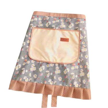 Imagem de Avental floral de meia cintura com bolso limpável para cozinha - yiwei