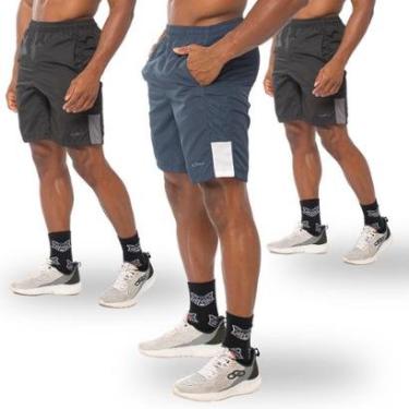 Imagem de Kit 3 Bermudas Dry Academia Esporte Alpha Co-Masculino