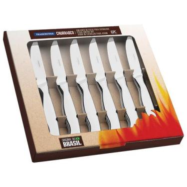 Imagem de Jogo de Facas p/ Churrasco 6 Peças Aço Inox Tramontina, Inox