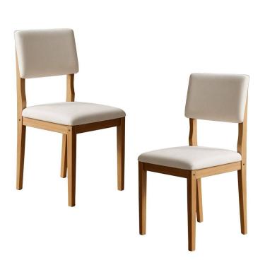 Imagem de Kit 2 Cadeiras para Sala de Jantar Pés Madeira Maciça Carol Cinamomo/Palha
