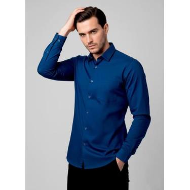 Imagem de Camisa Social Masculina de Manga Longa Confort Sport Fino Premium Caim