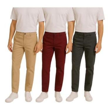 Imagem de Kit 3 Calças Alfaiataria Masculina Social Slim Elegante para Trabalho 
