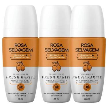 Imagem de Desodorante Rosa Selvagem Clareamento Fresh Karité kit c/3
