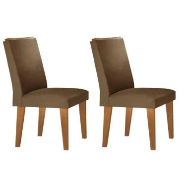 Imagem de Kit 2 Cadeiras Sala Jantar Lunara 2 Un Madeira Capuccino/Suede Capucci