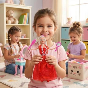 Imagem de Brinquedo Boneca Infantil Nane Fashion Articulada com Lindo Vestidinho