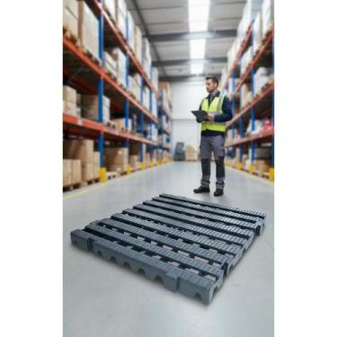 Imagem de Piso Plástico Modular 50x50cm Antiderrapante Preto Vazado 4, - Congrat
